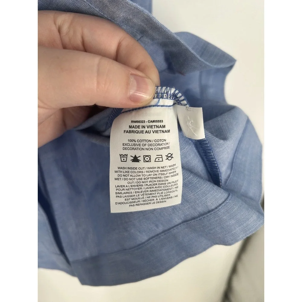 Nike Life Button Up Shirt Large Blue Chambray Long Sleeve Loose Fit HV0882-411